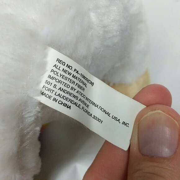 Atico White Lamb Spring Gingham Bow Plush 8.5" - Picture 5 of 6